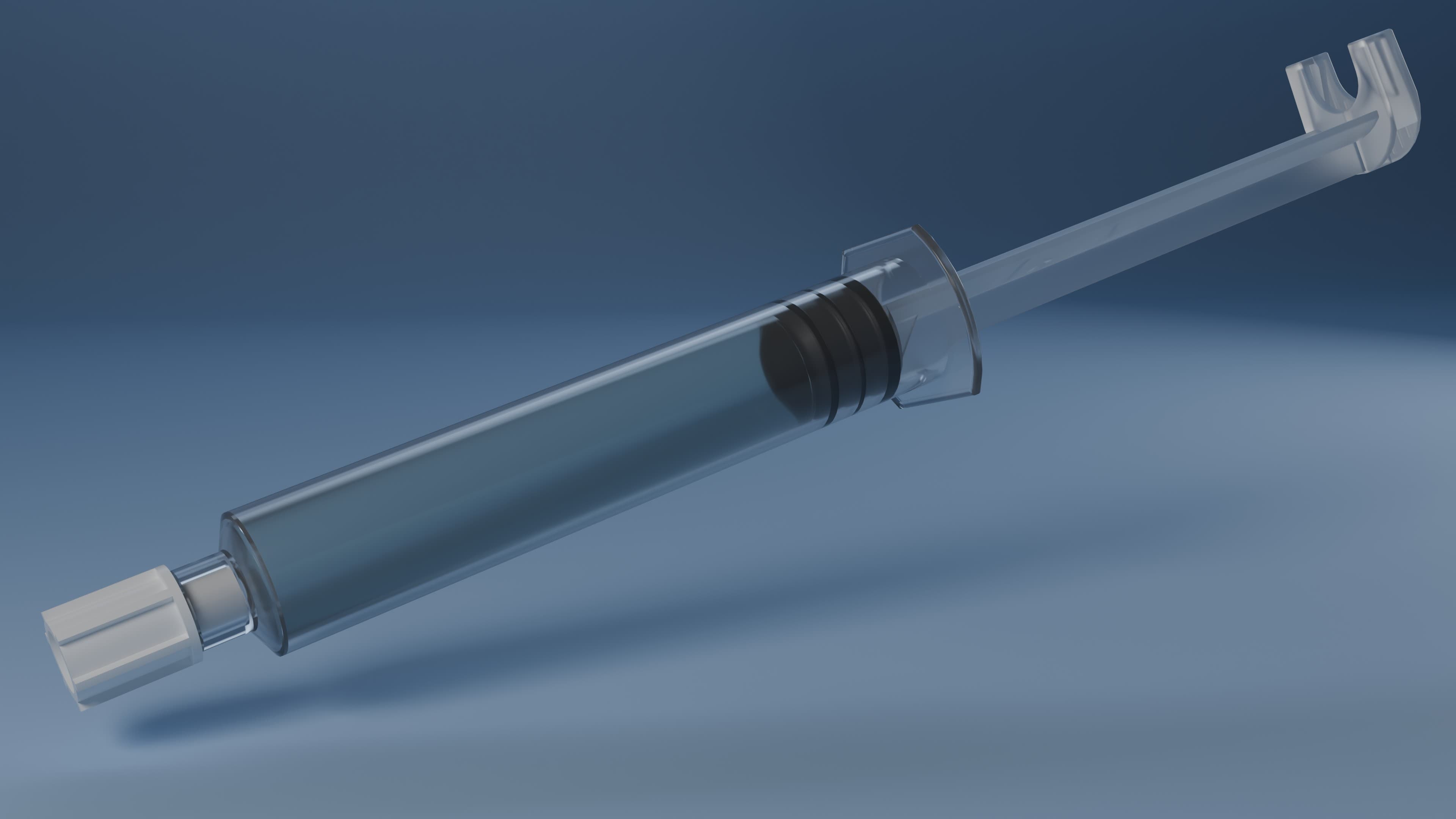 Demonstration of the plunger rod attached to a syringe.